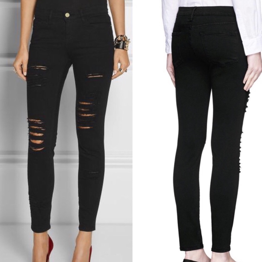 Frame black Le Skinny De Jeanne ripped jeans - Picture 3 of 9